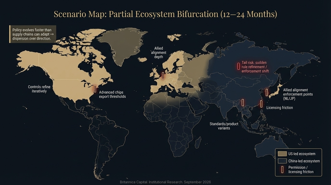 Scenario Map: Partial Ecosystem Bifurcation (12-24 Months)